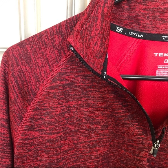 Tek Gear Dri Tek Athletic Shirt SzS 1/2 Zip Red Long Sleeves - Picture 4 of 7
